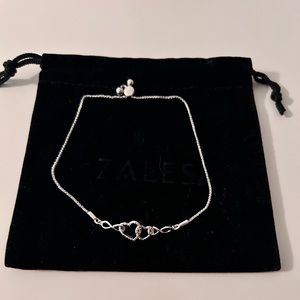 Zales Diamond Accent Double Infinity Heart Bolo Bracelet in Sterling Silver